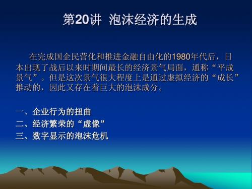 经济现代化：日本的经验与教训 20讲 泡沫经济生成