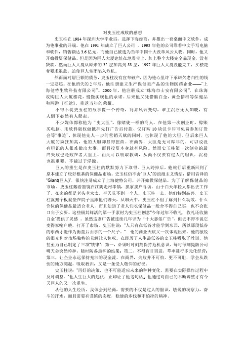 对史玉柱成败的感想