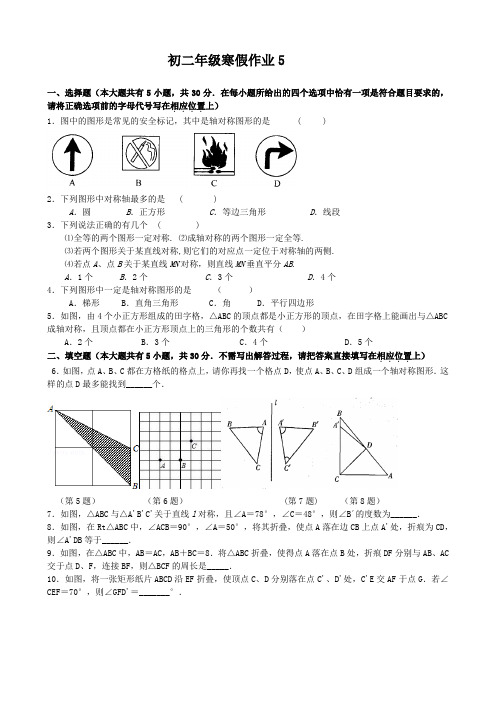 初二年级数学寒假作业5