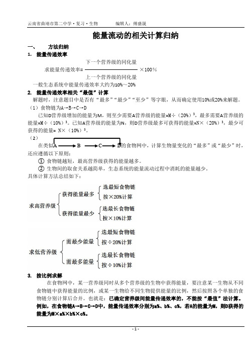 能量流动的相关计算归纳傅盛晟附带解析