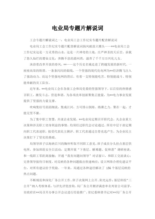 电业局专题片解说词