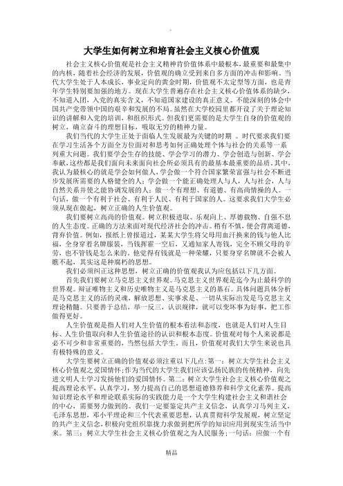 大学生如何树立和培育社会主义核心价值观
