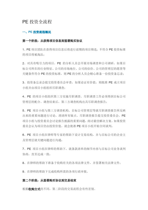 PE投资全流程