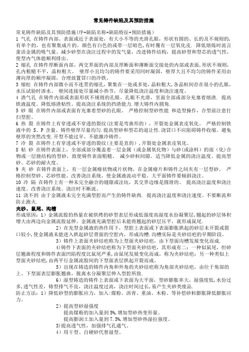 灰铸铁缺陷及预防措施