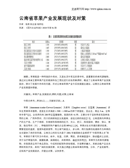 云南省草果产业发展现状及对策