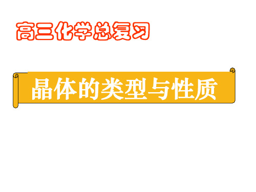高三化学第一轮复习晶体结构