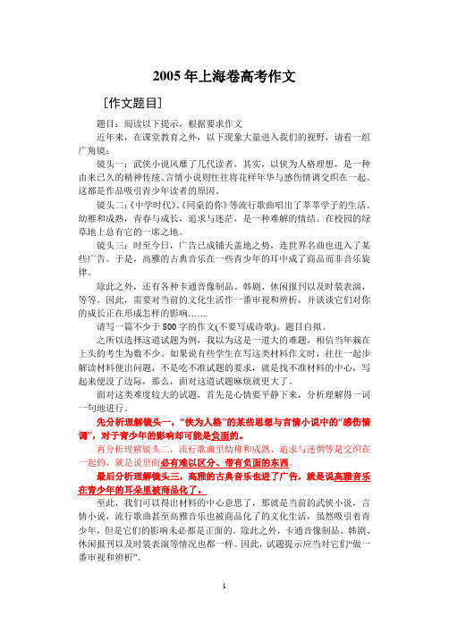 2005年高考上海卷作文指导