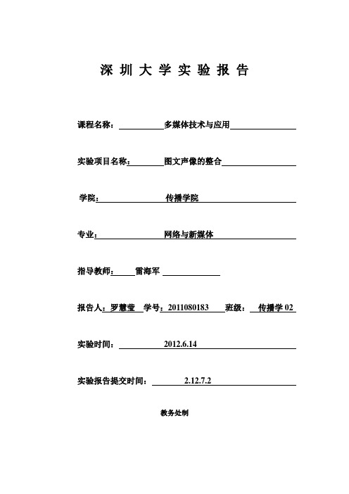 深大多媒体实验报告格式