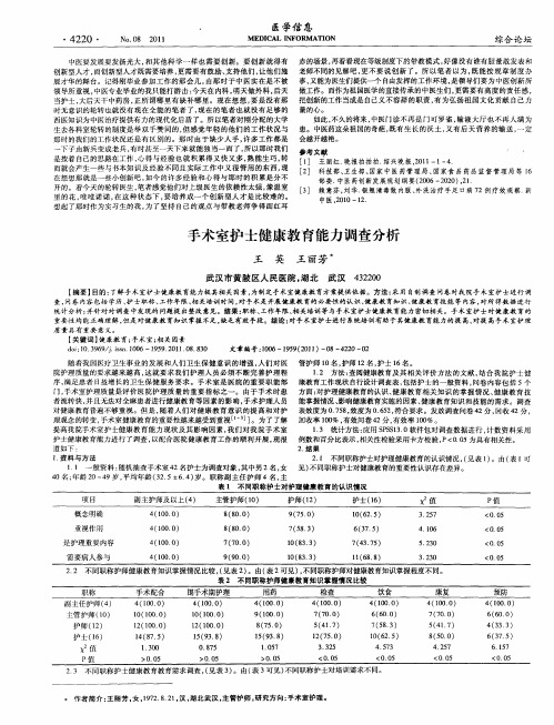 手术室护士健康教育能力调查分析