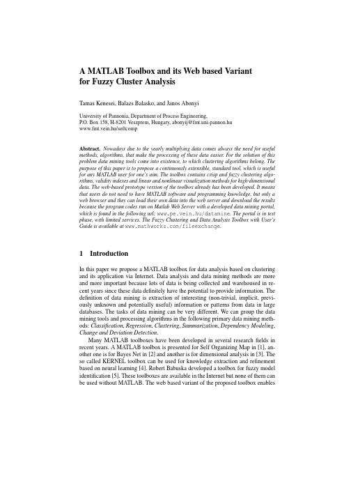 A MATLAB Toolbox and its Web based Variant for Fuzzy Cluster Analysis