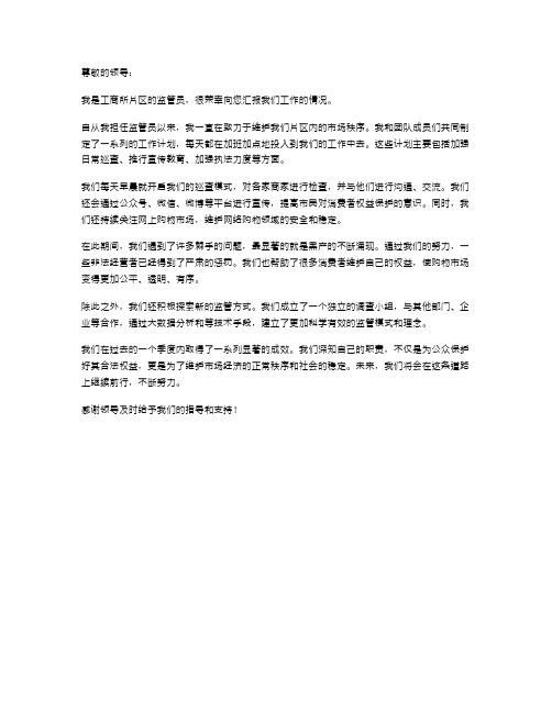 《工商所片区监管员述职报告》
