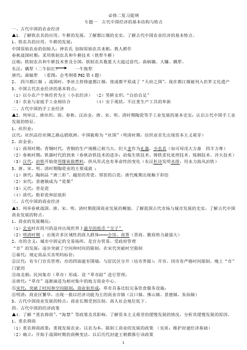 福建历史会考复习提纲(人民版必修二)