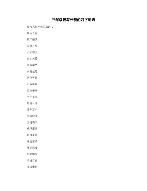 三年级描写外貌的四字词语