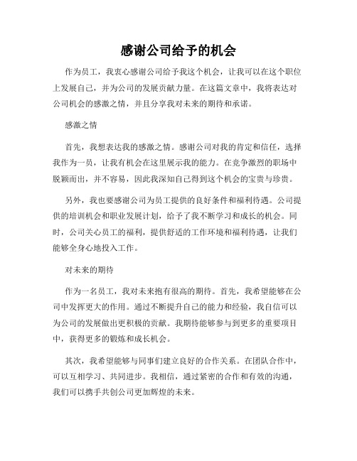 感谢公司给予的机会