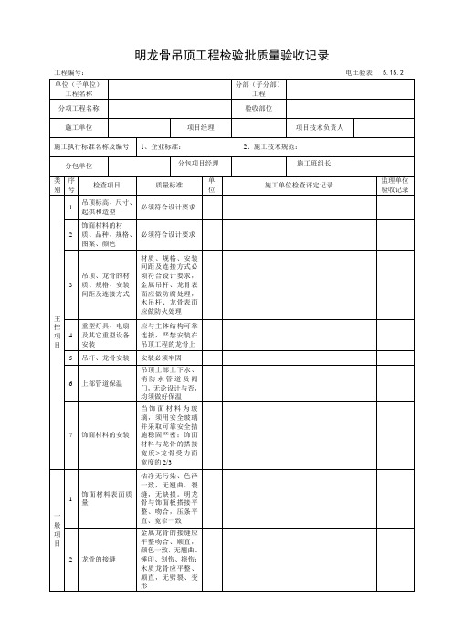 5.15.2明龙骨吊顶工程检验批质量验收记录
