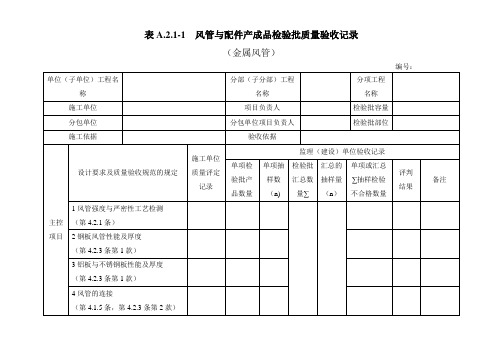 最新《通风与空调工程施工质量验收规范》检验批表格