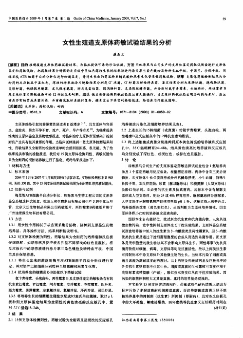 女性生殖道支原体药敏试验结果的分析