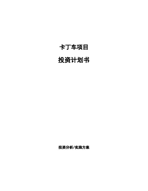 卡丁车项目投资计划书