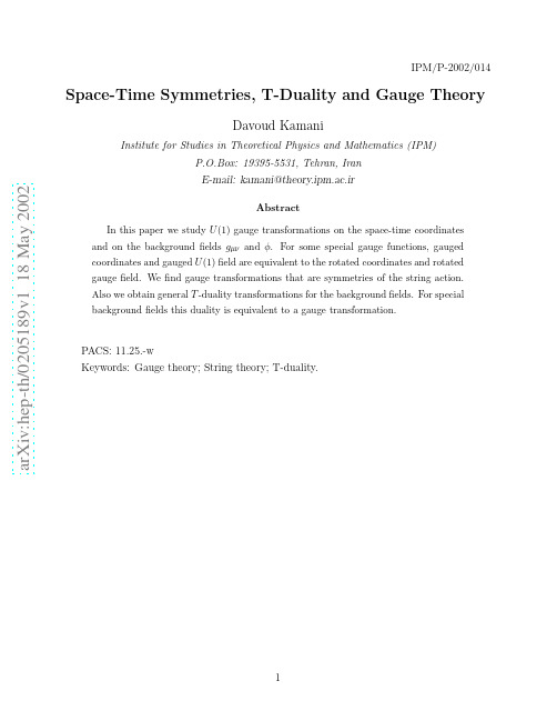 Space-Time Symmetries, T-Duality and Gauge Theory