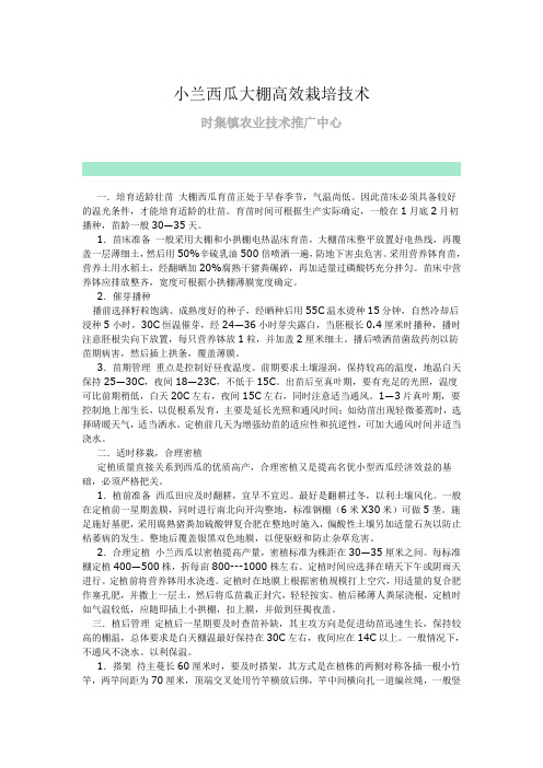 小兰西瓜大棚高效栽培技术