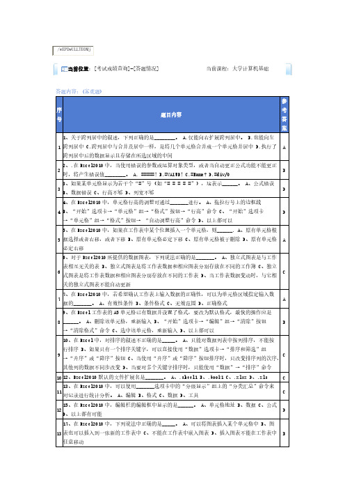 大学计算机考试excel题目及答案-推荐下载