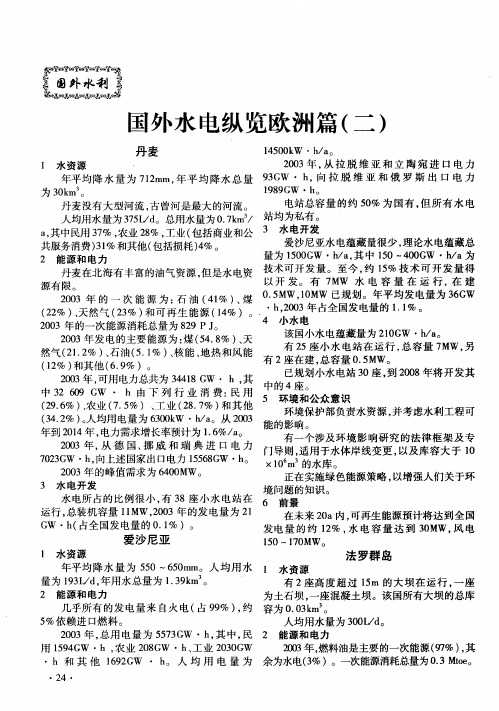国外水电纵览欧洲篇(二)