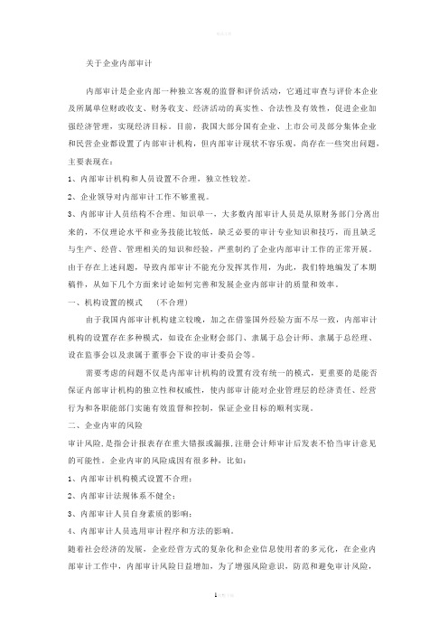 企业内部审计 经典案例参考