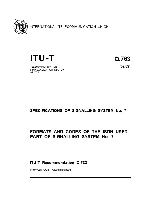 Q.763 - Formats and codes of the ISDN User Part of Signalling System No. 7