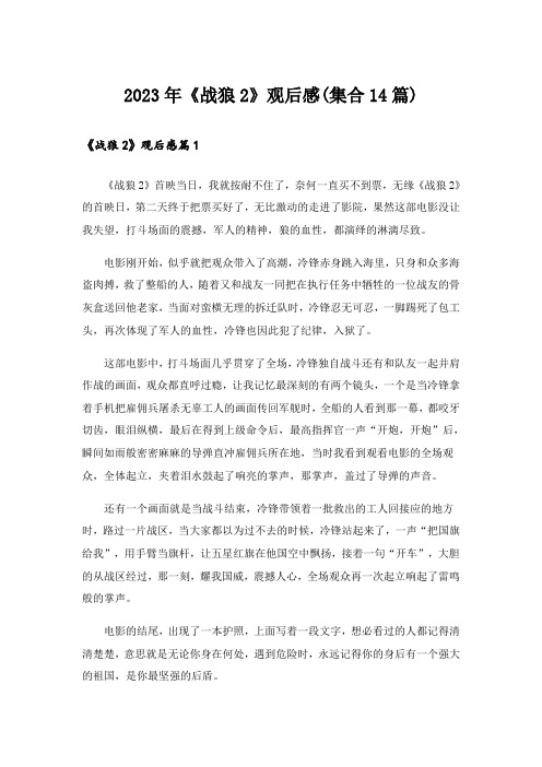 2023年《战狼2》观后感(集合14篇)
