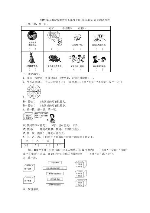 2019年人教课标版数学五年级上册 第四单元 过关测试密卷附答案