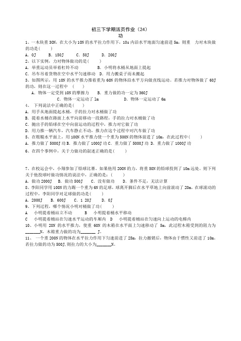 (五四制)九年级物理下学期活页作业(24)word版(2019~2020学年度)