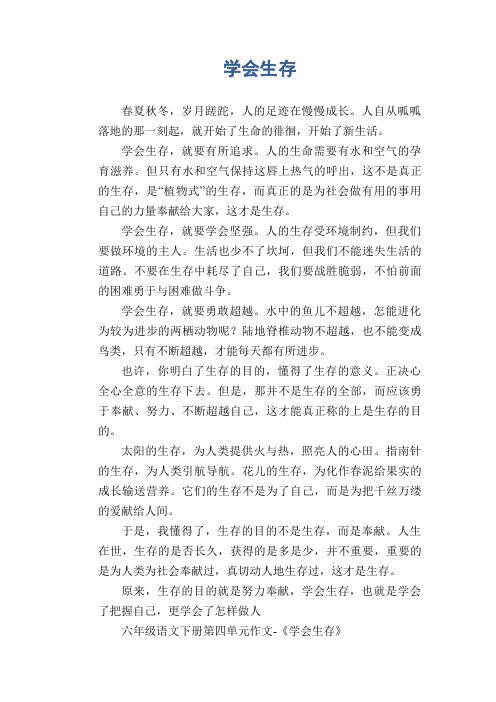 小学六年级话题作文：学会生存 (1)