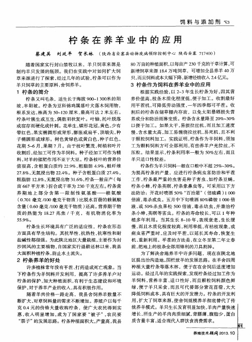 柠条在养羊业中的应用
