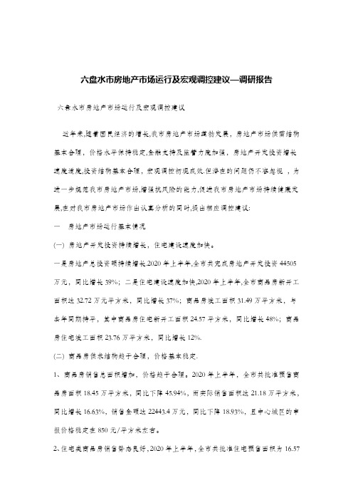六盘水市房地产市场运行及宏观调控建议—调研报告.doc