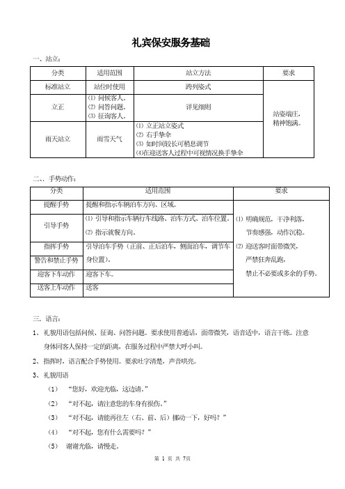 站姿、手势泊车