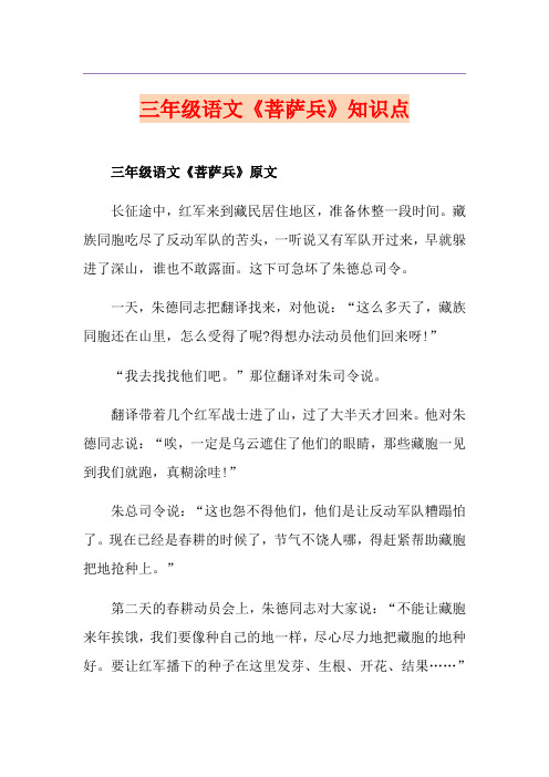 三年级语文《菩萨兵》知识点