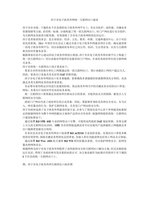 西宁市电子政务外网统一互联网出口建设