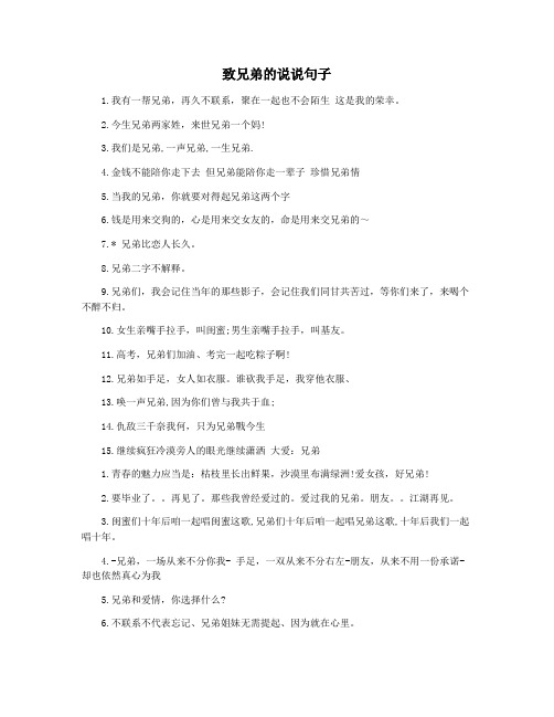 致兄弟的说说句子