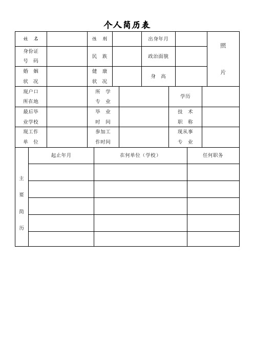 最全的个人简历表格模板