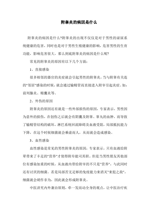 附睾炎的病因是什么
