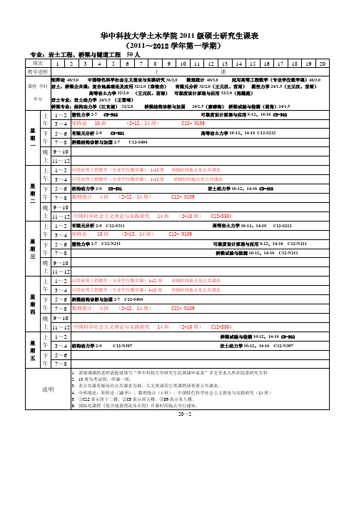 华中科技大学土木学院2011级研究生课表[1]