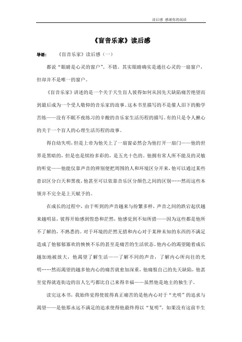 《盲音乐家》读后感