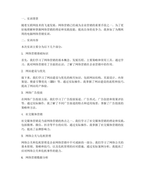 电脑网络营销实训报告