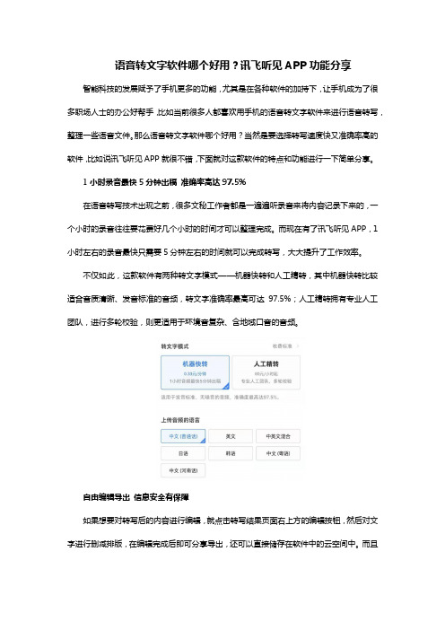 语音转文字软件哪个好用？讯飞听见APP功能分享