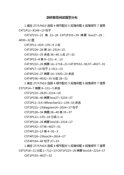 剑桥雅思阅读题型分布