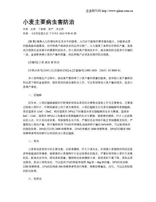 小麦主要病虫害防治