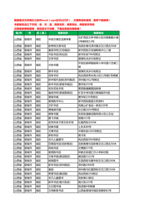 2020新版山西省晋城市城区书店工商企业公司商家名录名单联系电话号码地址大全48家