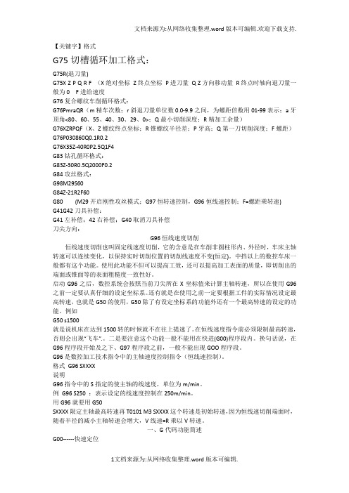 【格式】FANUC数控车床常用指令