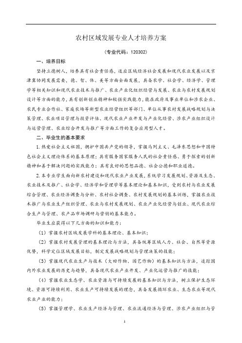 农村区域发展专业人才培养方案