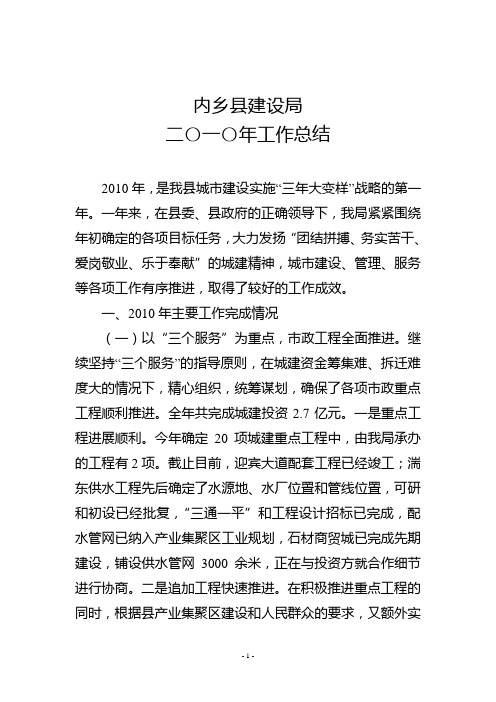 2010年工作总结